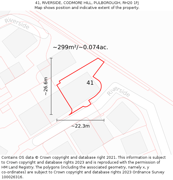 41, RIVERSIDE, CODMORE HILL, PULBOROUGH, RH20 1FJ: Plot and title map