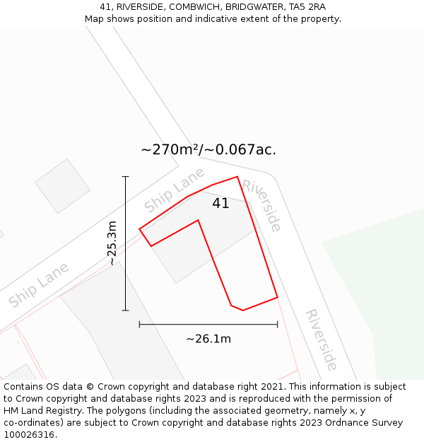 41, RIVERSIDE, COMBWICH, BRIDGWATER, TA5 2RA: Plot and title map