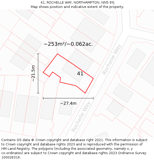 41, ROCHELLE WAY, NORTHAMPTON, NN5 6YJ: Plot and title map