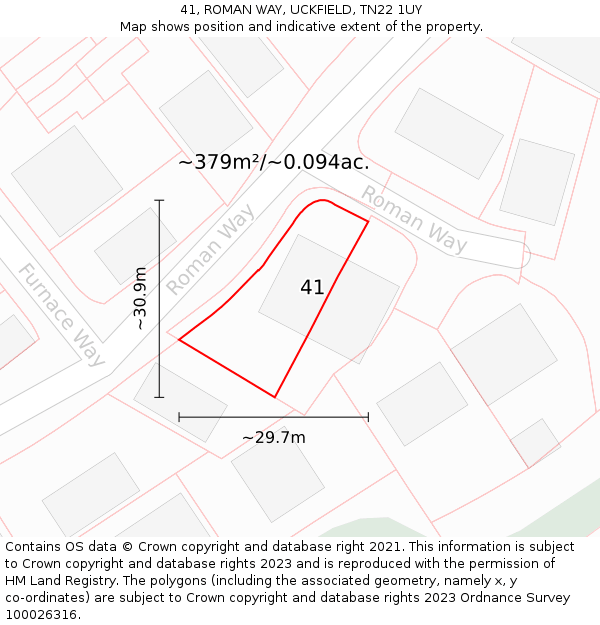 41, ROMAN WAY, UCKFIELD, TN22 1UY: Plot and title map
