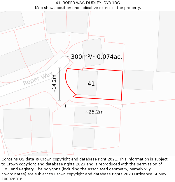 41, ROPER WAY, DUDLEY, DY3 1BG: Plot and title map