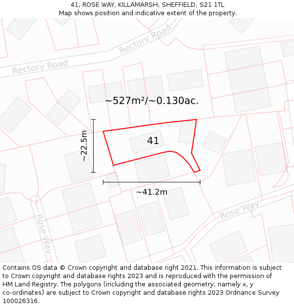 41, ROSE WAY, KILLAMARSH, SHEFFIELD, S21 1TL: Plot and title map