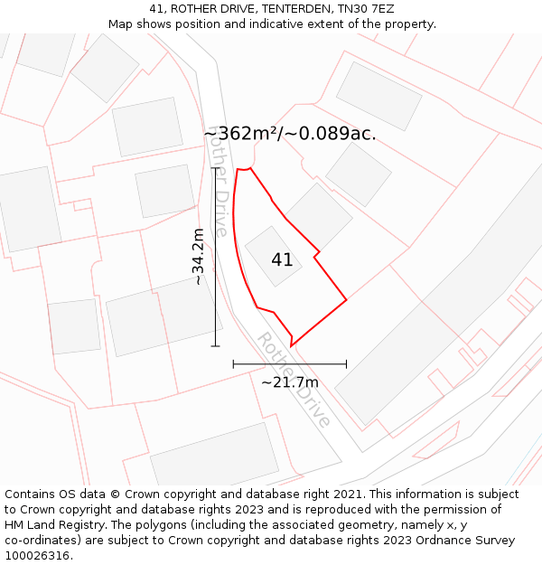 41, ROTHER DRIVE, TENTERDEN, TN30 7EZ: Plot and title map