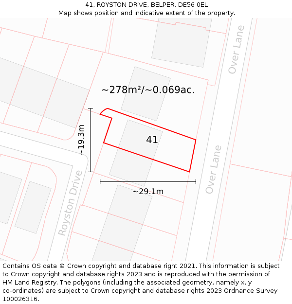 41, ROYSTON DRIVE, BELPER, DE56 0EL: Plot and title map