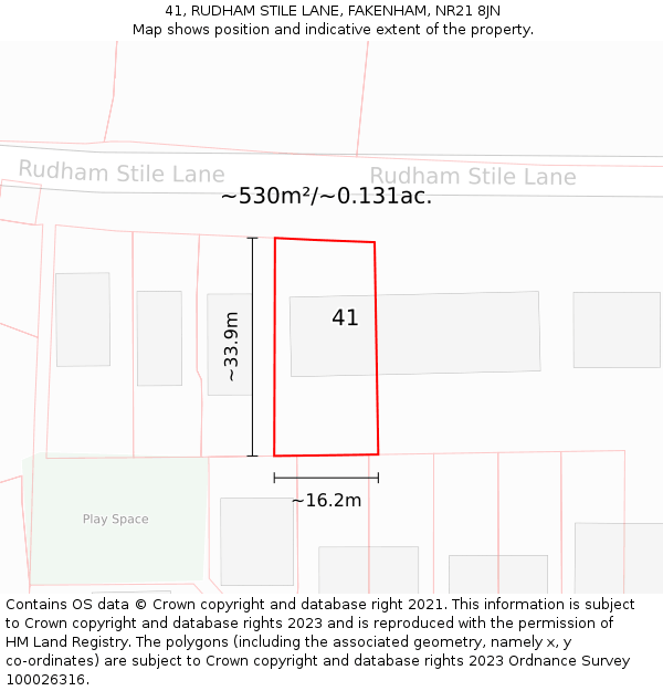 41, RUDHAM STILE LANE, FAKENHAM, NR21 8JN: Plot and title map