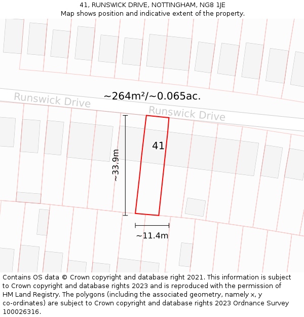 41, RUNSWICK DRIVE, NOTTINGHAM, NG8 1JE: Plot and title map