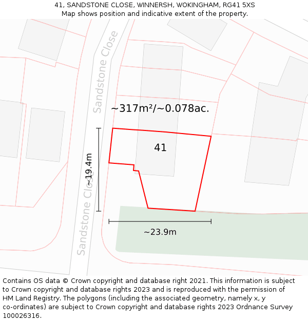 41, SANDSTONE CLOSE, WINNERSH, WOKINGHAM, RG41 5XS: Plot and title map