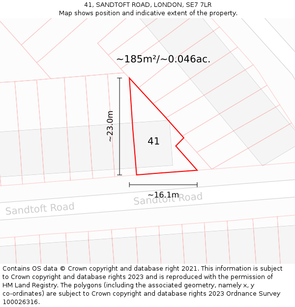 41, SANDTOFT ROAD, LONDON, SE7 7LR: Plot and title map