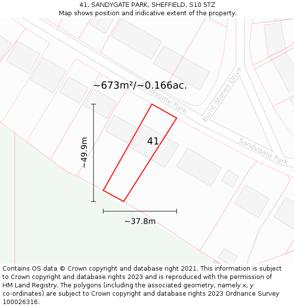 41, SANDYGATE PARK, SHEFFIELD, S10 5TZ: Plot and title map