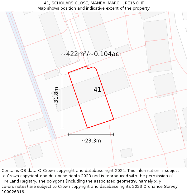41, SCHOLARS CLOSE, MANEA, MARCH, PE15 0HF: Plot and title map