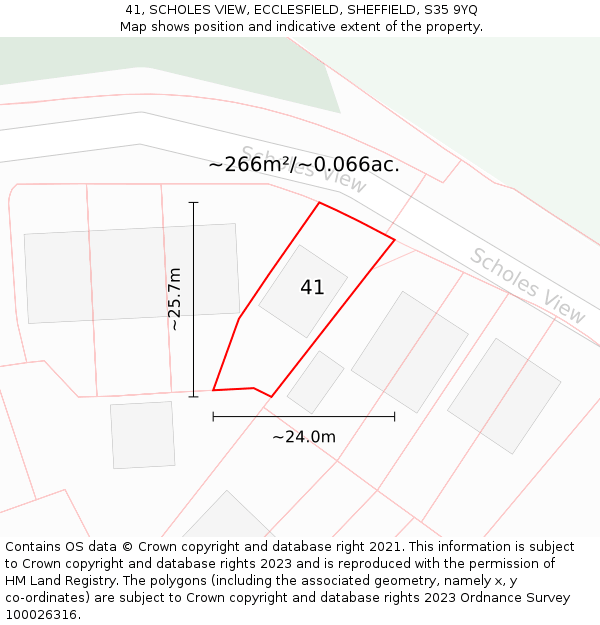41, SCHOLES VIEW, ECCLESFIELD, SHEFFIELD, S35 9YQ: Plot and title map