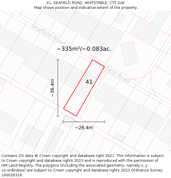41, SEAFIELD ROAD, WHITSTABLE, CT5 2LW: Plot and title map