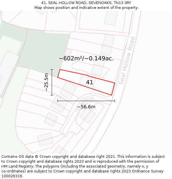 41, SEAL HOLLOW ROAD, SEVENOAKS, TN13 3RY: Plot and title map