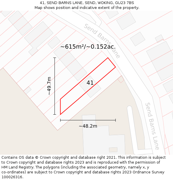 41, SEND BARNS LANE, SEND, WOKING, GU23 7BS: Plot and title map