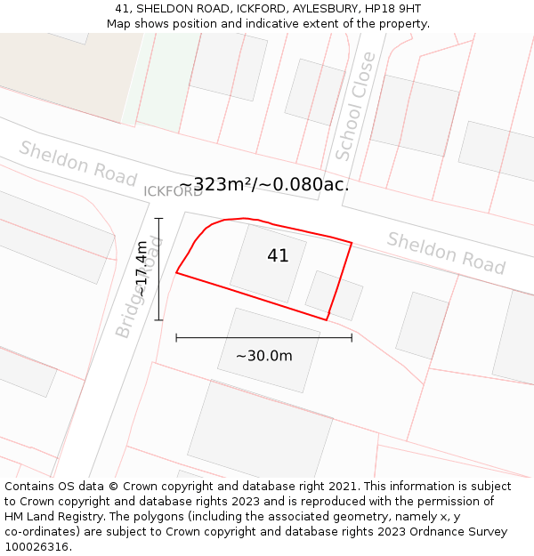 41, SHELDON ROAD, ICKFORD, AYLESBURY, HP18 9HT: Plot and title map