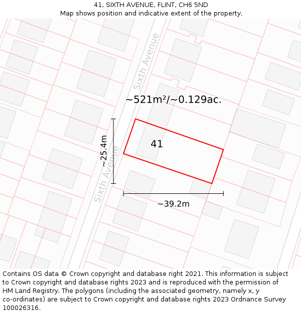 41, SIXTH AVENUE, FLINT, CH6 5ND: Plot and title map