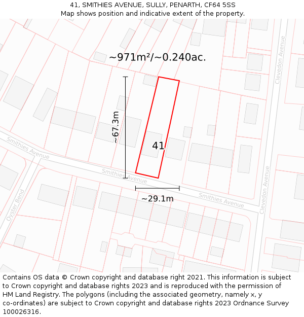 41, SMITHIES AVENUE, SULLY, PENARTH, CF64 5SS: Plot and title map