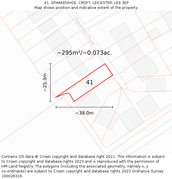 41, SPARKENHOE, CROFT, LEICESTER, LE9 3EP: Plot and title map