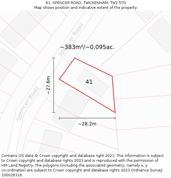 41, SPENCER ROAD, TWICKENHAM, TW2 5TG: Plot and title map
