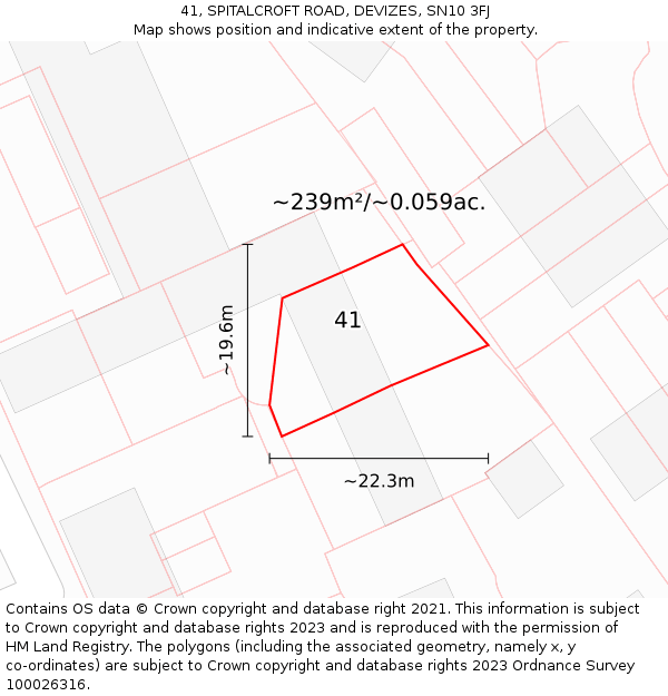 41, SPITALCROFT ROAD, DEVIZES, SN10 3FJ: Plot and title map