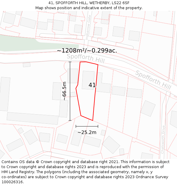 41, SPOFFORTH HILL, WETHERBY, LS22 6SF: Plot and title map