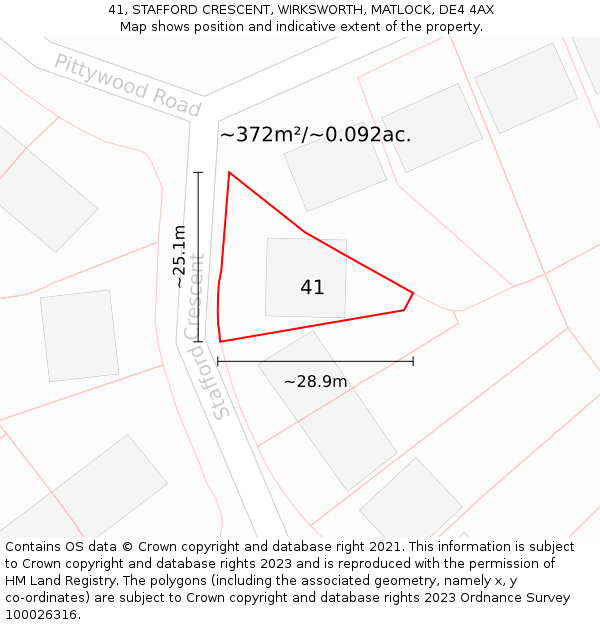 41, STAFFORD CRESCENT, WIRKSWORTH, MATLOCK, DE4 4AX: Plot and title map