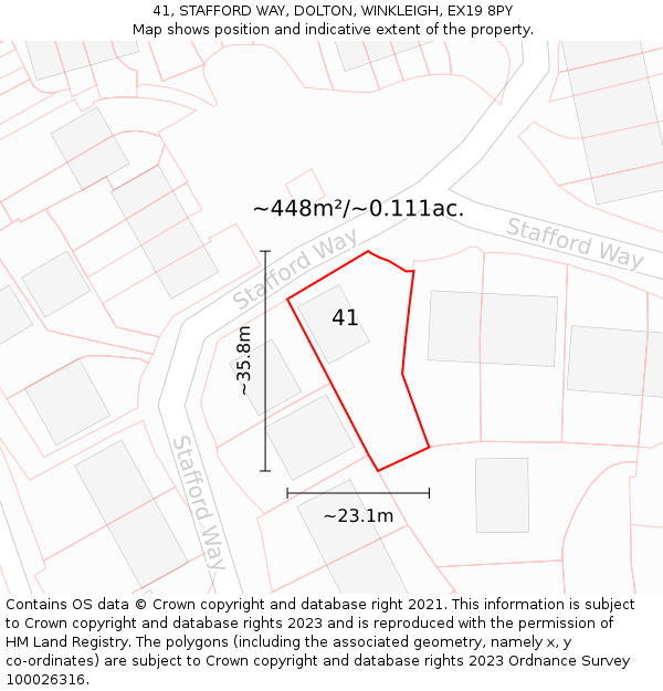 41, STAFFORD WAY, DOLTON, WINKLEIGH, EX19 8PY: Plot and title map