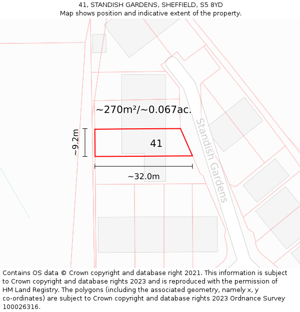 41, STANDISH GARDENS, SHEFFIELD, S5 8YD: Plot and title map