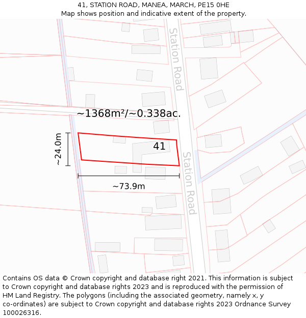 41, STATION ROAD, MANEA, MARCH, PE15 0HE: Plot and title map