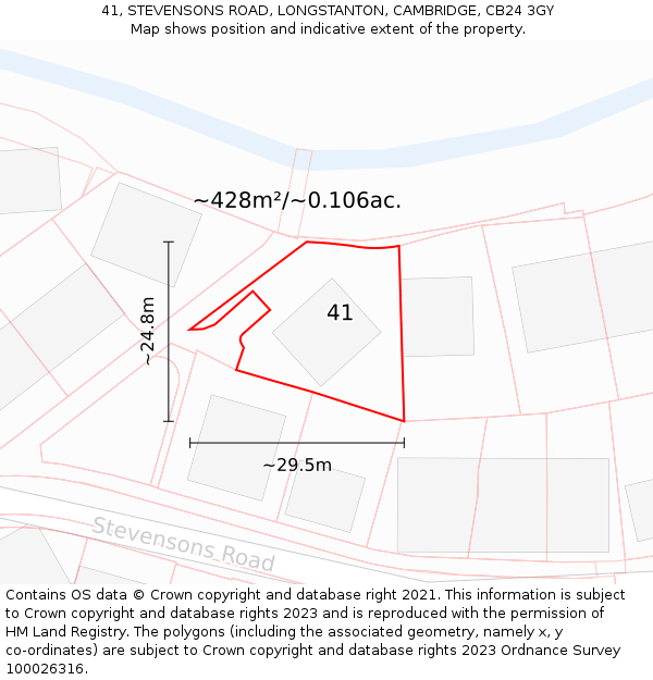 41, STEVENSONS ROAD, LONGSTANTON, CAMBRIDGE, CB24 3GY: Plot and title map
