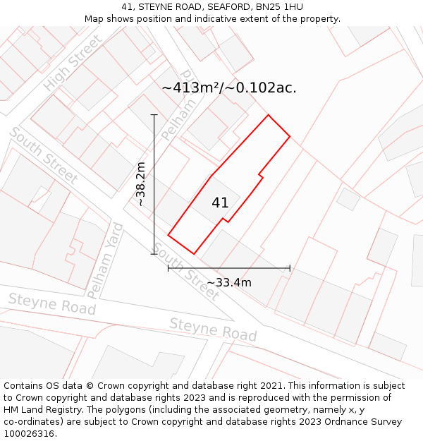 41, STEYNE ROAD, SEAFORD, BN25 1HU: Plot and title map