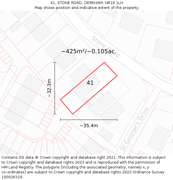 41, STONE ROAD, DEREHAM, NR19 1LH: Plot and title map