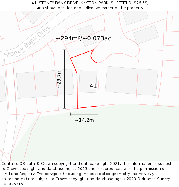 41, STONEY BANK DRIVE, KIVETON PARK, SHEFFIELD, S26 6SJ: Plot and title map