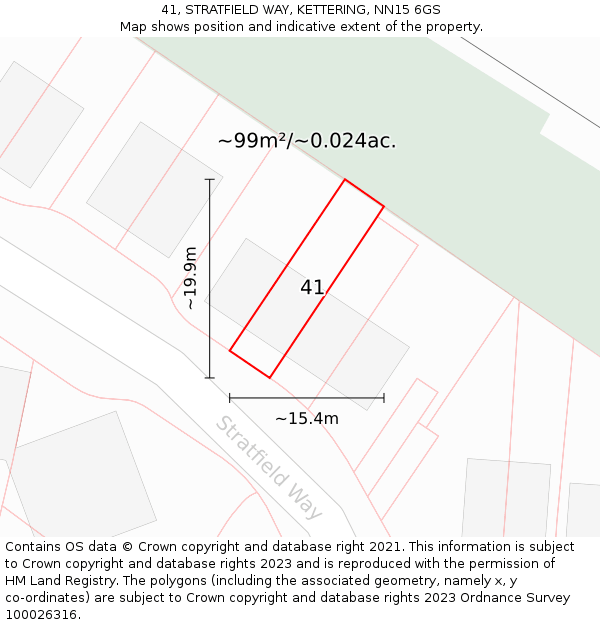 41, STRATFIELD WAY, KETTERING, NN15 6GS: Plot and title map
