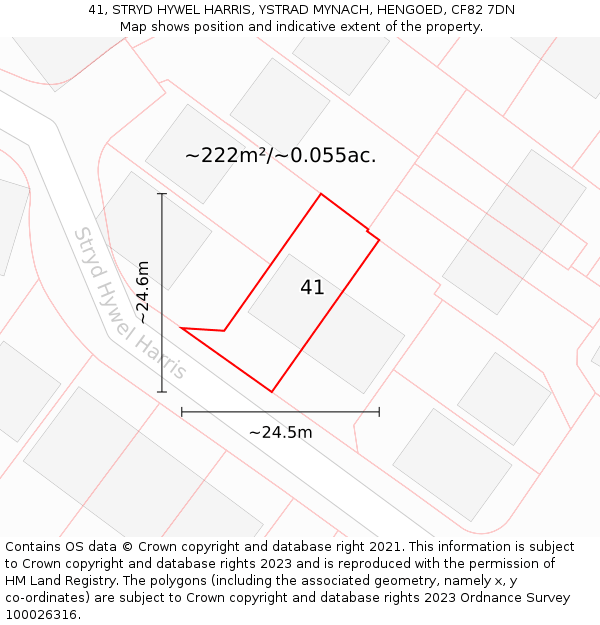 41, STRYD HYWEL HARRIS, YSTRAD MYNACH, HENGOED, CF82 7DN: Plot and title map