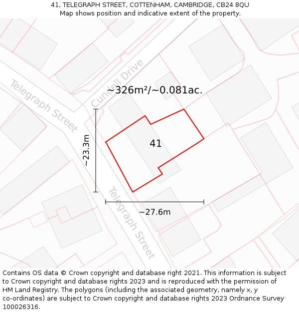 41, TELEGRAPH STREET, COTTENHAM, CAMBRIDGE, CB24 8QU: Plot and title map