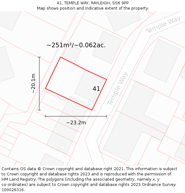 41, TEMPLE WAY, RAYLEIGH, SS6 9PP: Plot and title map