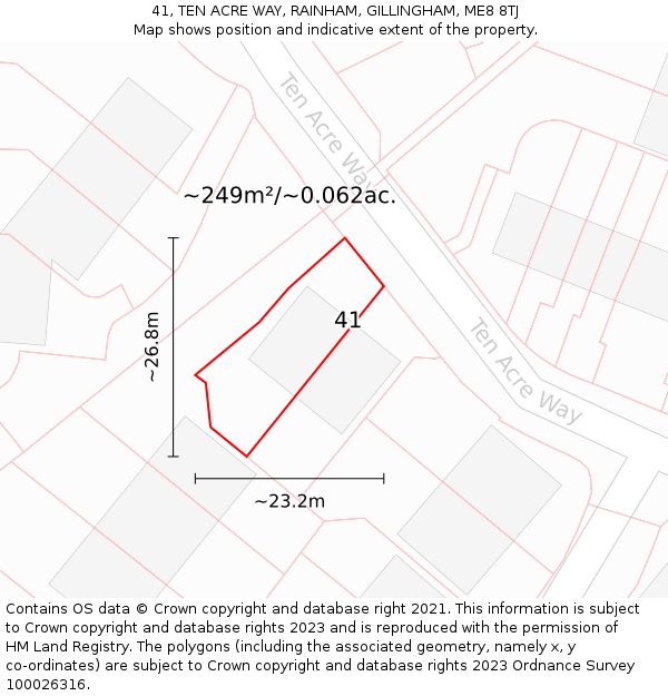 41, TEN ACRE WAY, RAINHAM, GILLINGHAM, ME8 8TJ: Plot and title map