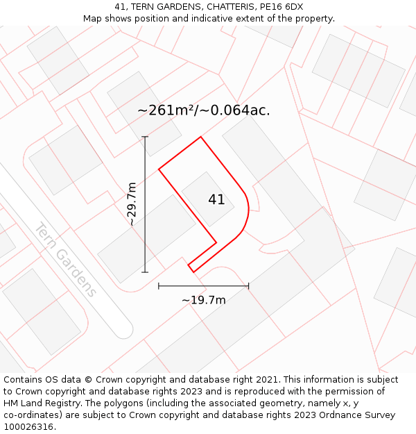 41, TERN GARDENS, CHATTERIS, PE16 6DX: Plot and title map