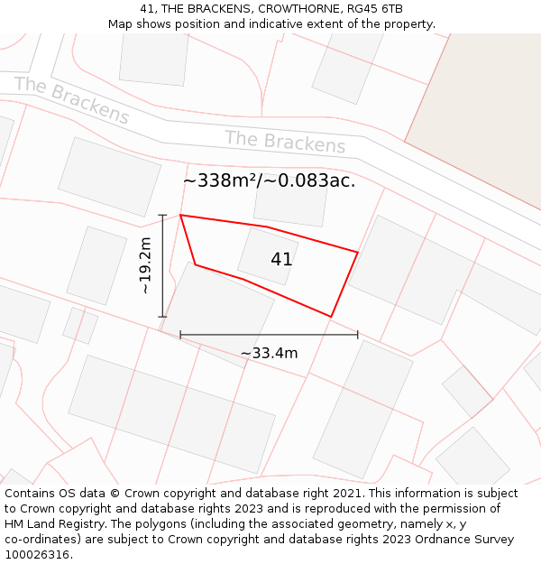41, THE BRACKENS, CROWTHORNE, RG45 6TB: Plot and title map