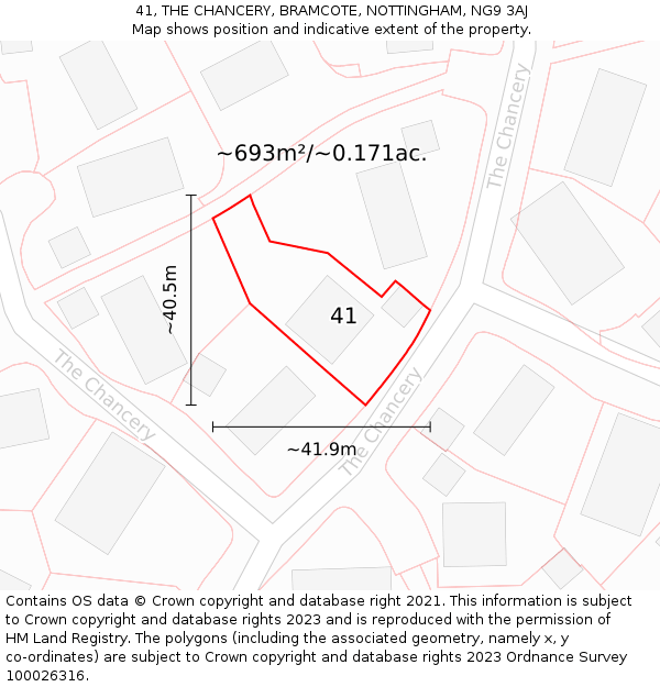 41, THE CHANCERY, BRAMCOTE, NOTTINGHAM, NG9 3AJ: Plot and title map