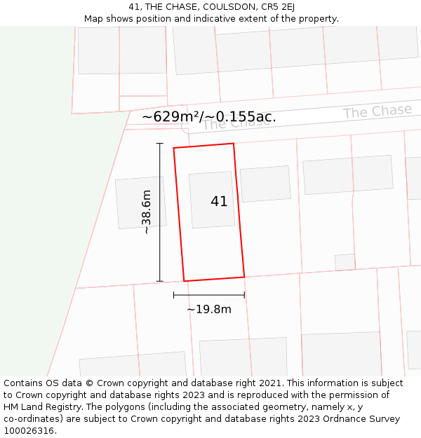 41, THE CHASE, COULSDON, CR5 2EJ: Plot and title map