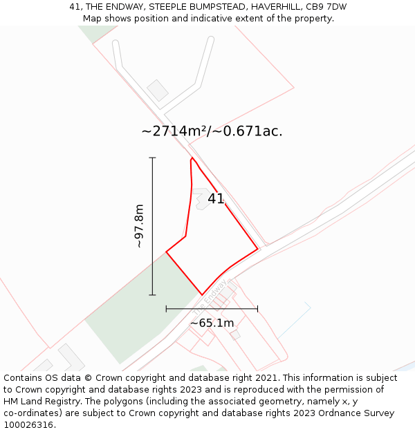 41, THE ENDWAY, STEEPLE BUMPSTEAD, HAVERHILL, CB9 7DW: Plot and title map