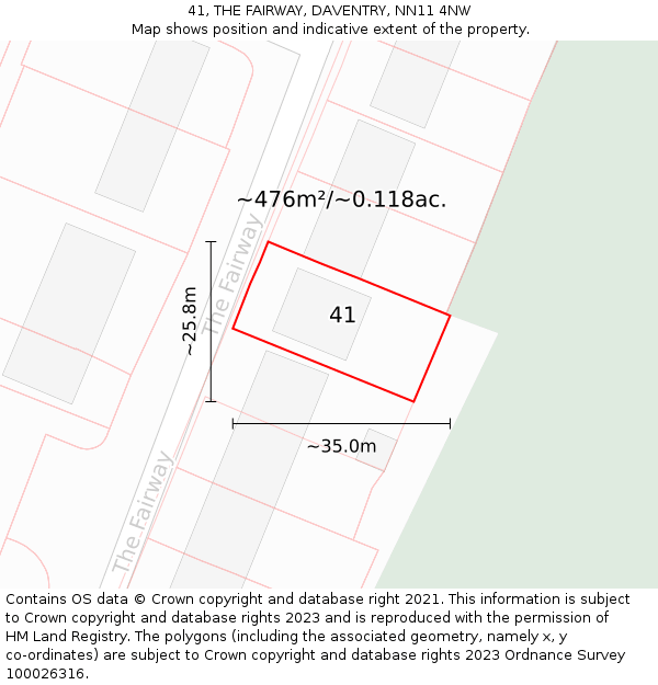 41, THE FAIRWAY, DAVENTRY, NN11 4NW: Plot and title map