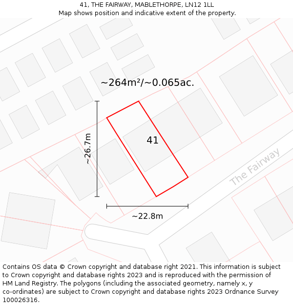 41, THE FAIRWAY, MABLETHORPE, LN12 1LL: Plot and title map