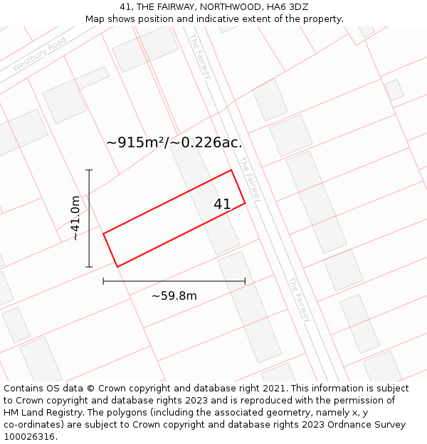 41, THE FAIRWAY, NORTHWOOD, HA6 3DZ: Plot and title map