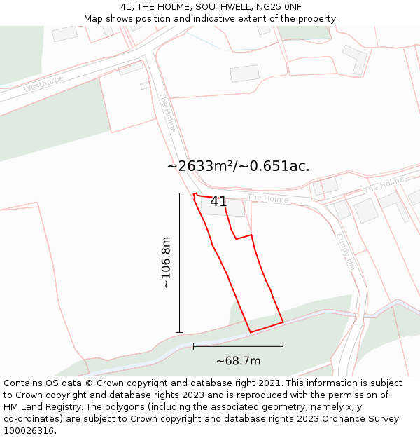 41, THE HOLME, SOUTHWELL, NG25 0NF: Plot and title map