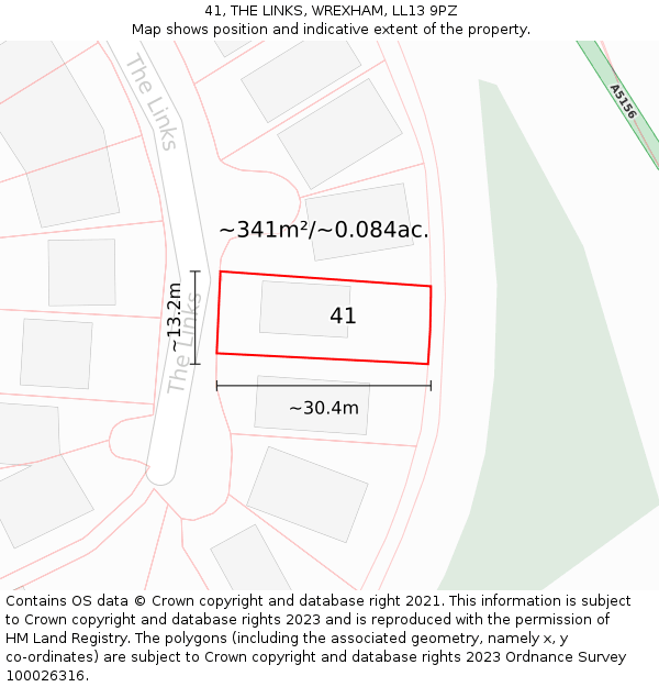 41, THE LINKS, WREXHAM, LL13 9PZ: Plot and title map