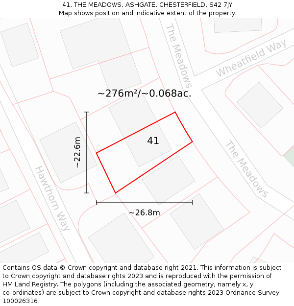 41, THE MEADOWS, ASHGATE, CHESTERFIELD, S42 7JY: Plot and title map