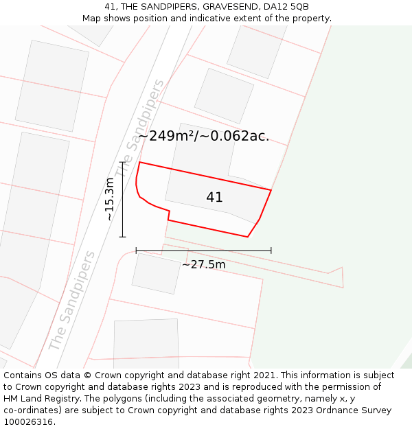 41, THE SANDPIPERS, GRAVESEND, DA12 5QB: Plot and title map